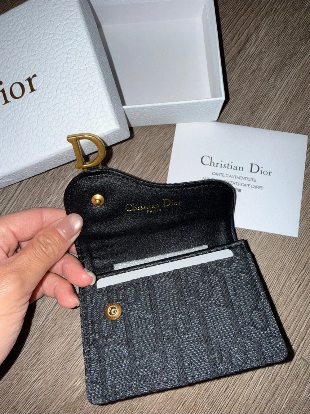 Christian Dior Black / Gray Bloom Card Holder